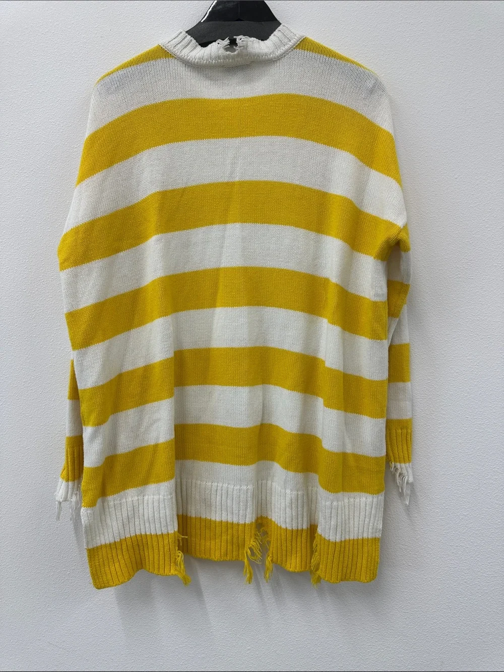 Show Me Your MuMu Delphina Distressed Sweater in Yellow Rugby Stripe